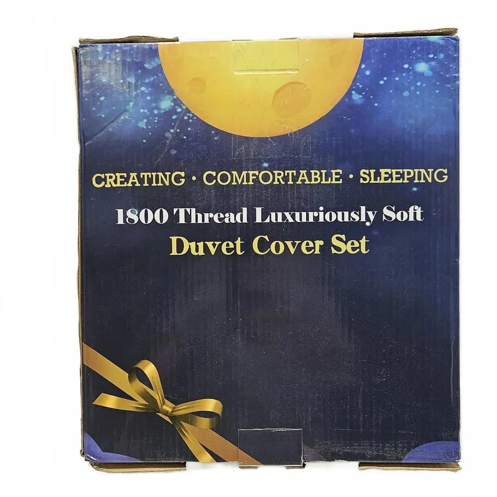 New 1800 Thread Count Luxuriously Soft Duvet Cover Set Open Box